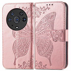Custodia Portafoglio In Pelle Farfalla Cover con Supporto per Huawei Honor Magic3 Pro 5G Oro Rosa