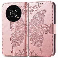 Custodia Portafoglio In Pelle Farfalla Cover con Supporto per Huawei Honor Magic4 Lite 5G Oro Rosa