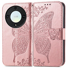 Custodia Portafoglio In Pelle Farfalla Cover con Supporto per Huawei Honor Magic5 Lite 5G Oro Rosa