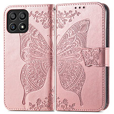 Custodia Portafoglio In Pelle Farfalla Cover con Supporto per Huawei Honor X30i Oro Rosa