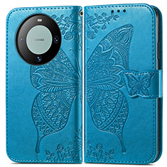 Custodia Portafoglio In Pelle Farfalla Cover con Supporto per Huawei Mate 60 Blu