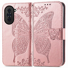 Custodia Portafoglio In Pelle Farfalla Cover con Supporto per Huawei Nova 10 Pro Oro Rosa