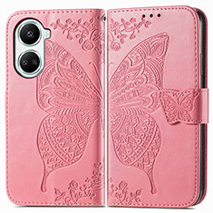 Custodia Portafoglio In Pelle Farfalla Cover con Supporto per Huawei Nova 10 SE Rosa Caldo