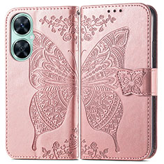 Custodia Portafoglio In Pelle Farfalla Cover con Supporto per Huawei Nova 11i Oro Rosa