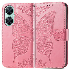 Custodia Portafoglio In Pelle Farfalla Cover con Supporto per Huawei Nova 11i Rosa Caldo