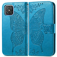 Custodia Portafoglio In Pelle Farfalla Cover con Supporto per Huawei Nova 8 SE 4G Blu