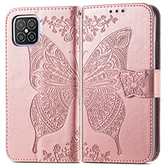 Custodia Portafoglio In Pelle Farfalla Cover con Supporto per Huawei Nova 8 SE 4G Oro Rosa
