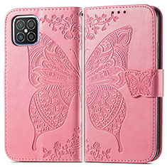 Custodia Portafoglio In Pelle Farfalla Cover con Supporto per Huawei Nova 8 SE 4G Rosa Caldo