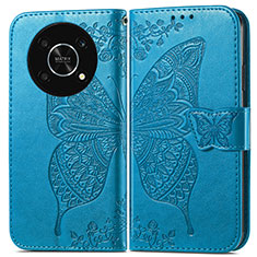 Custodia Portafoglio In Pelle Farfalla Cover con Supporto per Huawei Nova Y90 Blu