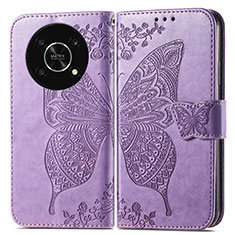 Custodia Portafoglio In Pelle Farfalla Cover con Supporto per Huawei Nova Y90 Lavanda