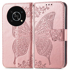 Custodia Portafoglio In Pelle Farfalla Cover con Supporto per Huawei Nova Y90 Oro Rosa