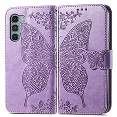 Custodia Portafoglio In Pelle Farfalla Cover con Supporto per Motorola Moto Edge S30 5G Lavanda