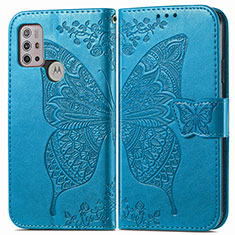 Custodia Portafoglio In Pelle Farfalla Cover con Supporto per Motorola Moto G10 Power Blu