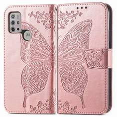 Custodia Portafoglio In Pelle Farfalla Cover con Supporto per Motorola Moto G10 Rosa