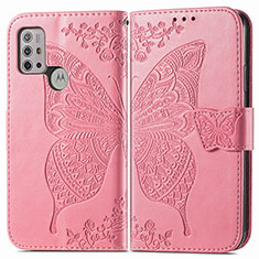 Custodia Portafoglio In Pelle Farfalla Cover con Supporto per Motorola Moto G10 Rosa Caldo