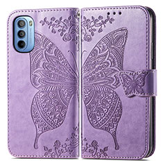 Custodia Portafoglio In Pelle Farfalla Cover con Supporto per Motorola Moto G41 Lavanda