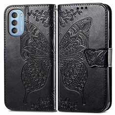 Custodia Portafoglio In Pelle Farfalla Cover con Supporto per Motorola Moto G51 5G Nero