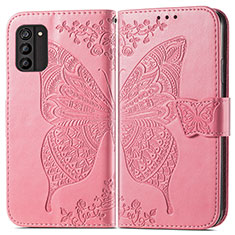 Custodia Portafoglio In Pelle Farfalla Cover con Supporto per Nokia G100 Rosa Caldo