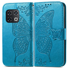 Custodia Portafoglio In Pelle Farfalla Cover con Supporto per OnePlus 10 Pro 5G Blu
