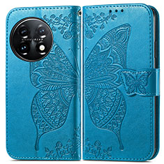Custodia Portafoglio In Pelle Farfalla Cover con Supporto per OnePlus 11 5G Blu