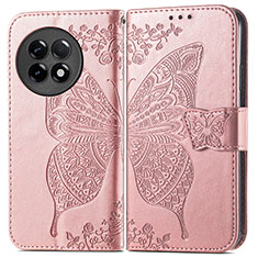 Custodia Portafoglio In Pelle Farfalla Cover con Supporto per OnePlus 11R 5G Oro Rosa