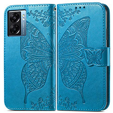 Custodia Portafoglio In Pelle Farfalla Cover con Supporto per OnePlus Nord N300 5G Blu