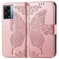Custodia Portafoglio In Pelle Farfalla Cover con Supporto per OnePlus Nord N300 5G Rosa