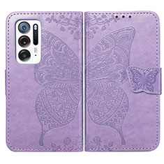 Custodia Portafoglio In Pelle Farfalla Cover con Supporto per Oppo Find N 5G Lavanda