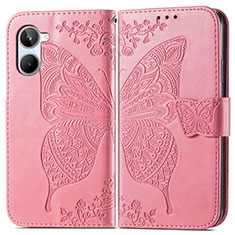Custodia Portafoglio In Pelle Farfalla Cover con Supporto per Realme 10 4G Rosa Caldo