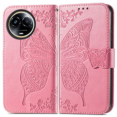 Custodia Portafoglio In Pelle Farfalla Cover con Supporto per Realme 11 5G Rosa Caldo