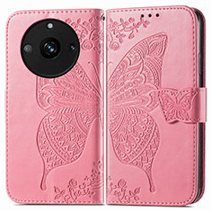 Custodia Portafoglio In Pelle Farfalla Cover con Supporto per Realme 11 Pro 5G Rosa Caldo