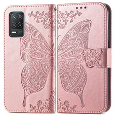 Custodia Portafoglio In Pelle Farfalla Cover con Supporto per Realme Narzo 30 5G Oro Rosa
