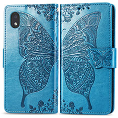 Custodia Portafoglio In Pelle Farfalla Cover con Supporto per Samsung Galaxy A01 Core Blu