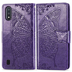 Custodia Portafoglio In Pelle Farfalla Cover con Supporto per Samsung Galaxy A01 SM-A015 Viola