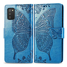 Custodia Portafoglio In Pelle Farfalla Cover con Supporto per Samsung Galaxy A02s Blu