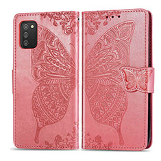 Custodia Portafoglio In Pelle Farfalla Cover con Supporto per Samsung Galaxy A02s Rosa Caldo