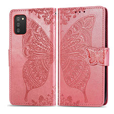 Custodia Portafoglio In Pelle Farfalla Cover con Supporto per Samsung Galaxy A03s Rosa Caldo
