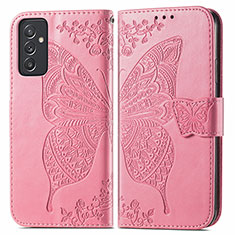 Custodia Portafoglio In Pelle Farfalla Cover con Supporto per Samsung Galaxy A05s Rosa Caldo