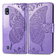 Custodia Portafoglio In Pelle Farfalla Cover con Supporto per Samsung Galaxy A10 Lavanda