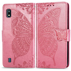 Custodia Portafoglio In Pelle Farfalla Cover con Supporto per Samsung Galaxy A10 Rosa Caldo