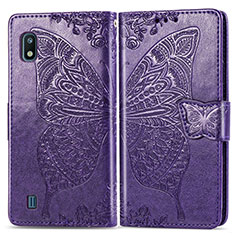 Custodia Portafoglio In Pelle Farfalla Cover con Supporto per Samsung Galaxy A10 Viola