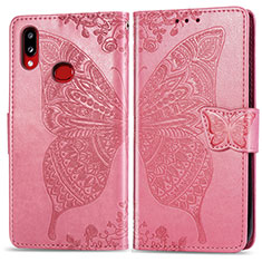 Custodia Portafoglio In Pelle Farfalla Cover con Supporto per Samsung Galaxy A10s Rosa Caldo