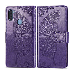 Custodia Portafoglio In Pelle Farfalla Cover con Supporto per Samsung Galaxy A11 Viola
