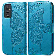 Custodia Portafoglio In Pelle Farfalla Cover con Supporto per Samsung Galaxy A15 5G Blu