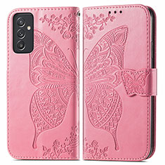 Custodia Portafoglio In Pelle Farfalla Cover con Supporto per Samsung Galaxy A15 5G Rosa Caldo