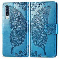 Custodia Portafoglio In Pelle Farfalla Cover con Supporto per Samsung Galaxy A30S Blu