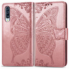 Custodia Portafoglio In Pelle Farfalla Cover con Supporto per Samsung Galaxy A30S Rosa