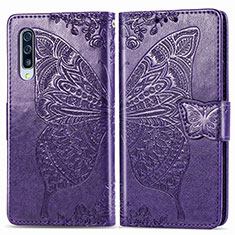 Custodia Portafoglio In Pelle Farfalla Cover con Supporto per Samsung Galaxy A30S Viola