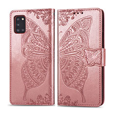 Custodia Portafoglio In Pelle Farfalla Cover con Supporto per Samsung Galaxy A31 Rosa