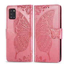 Custodia Portafoglio In Pelle Farfalla Cover con Supporto per Samsung Galaxy A31 Rosa Caldo